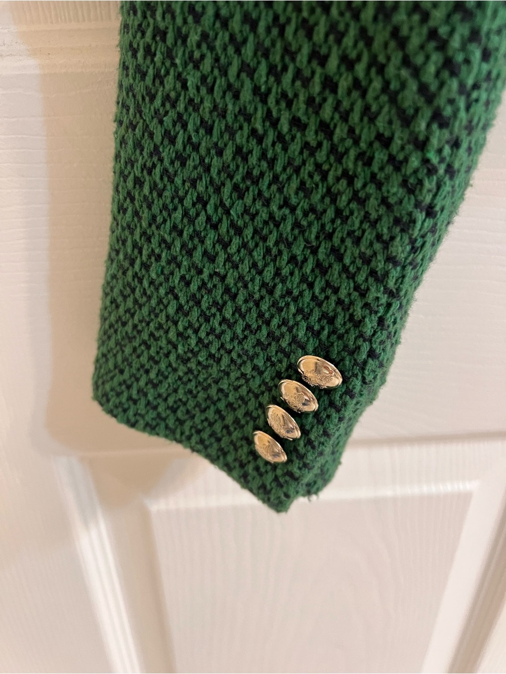 Zara Green Cropped blazer Jacket with Gold Buttons XS - Picture 9 of 11